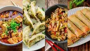 wontons, soup, egg rolls, vegetables, at china one